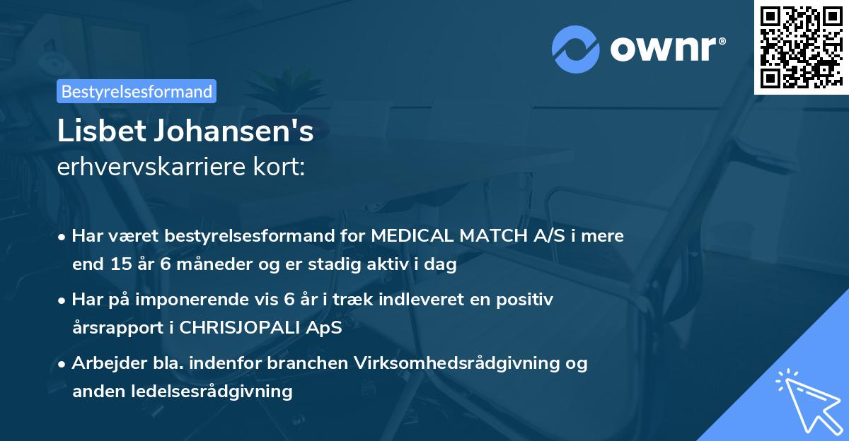 Lisbet Johansen's erhvervskarriere kort