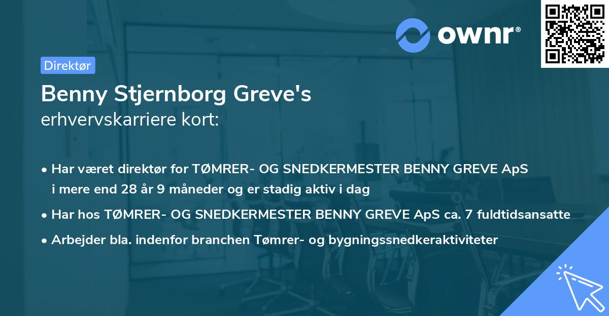 Benny Stjernborg Greve's erhvervskarriere kort