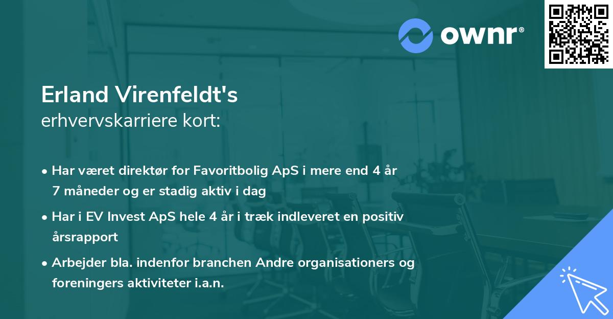 Erland Virenfeldt's erhvervskarriere kort