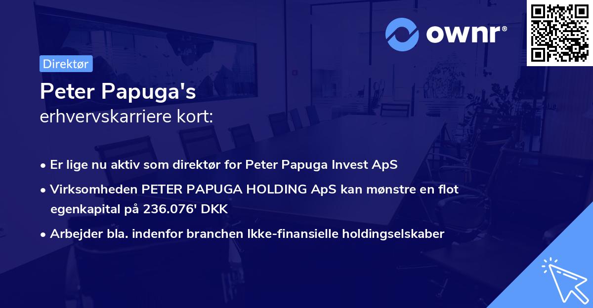 Peter Papuga's erhvervskarriere kort