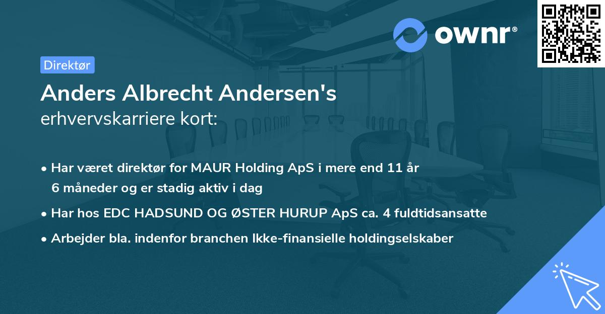 Anders Albrecht Andersen's erhvervskarriere kort