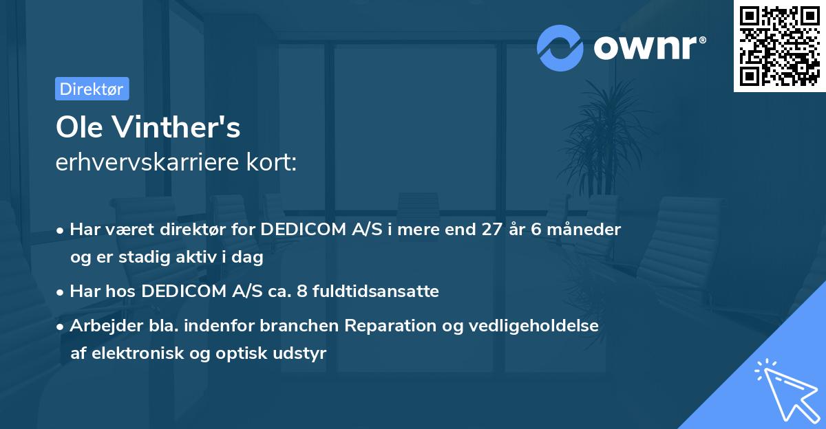 Ole Vinther's erhvervskarriere kort