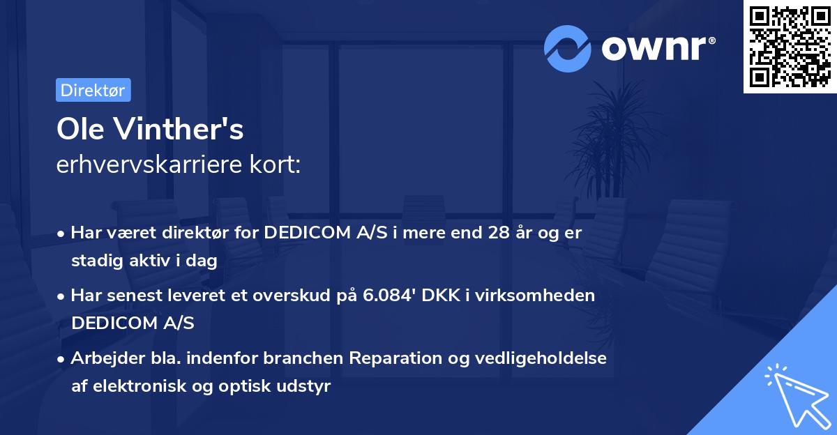 Ole Vinther's erhvervskarriere kort
