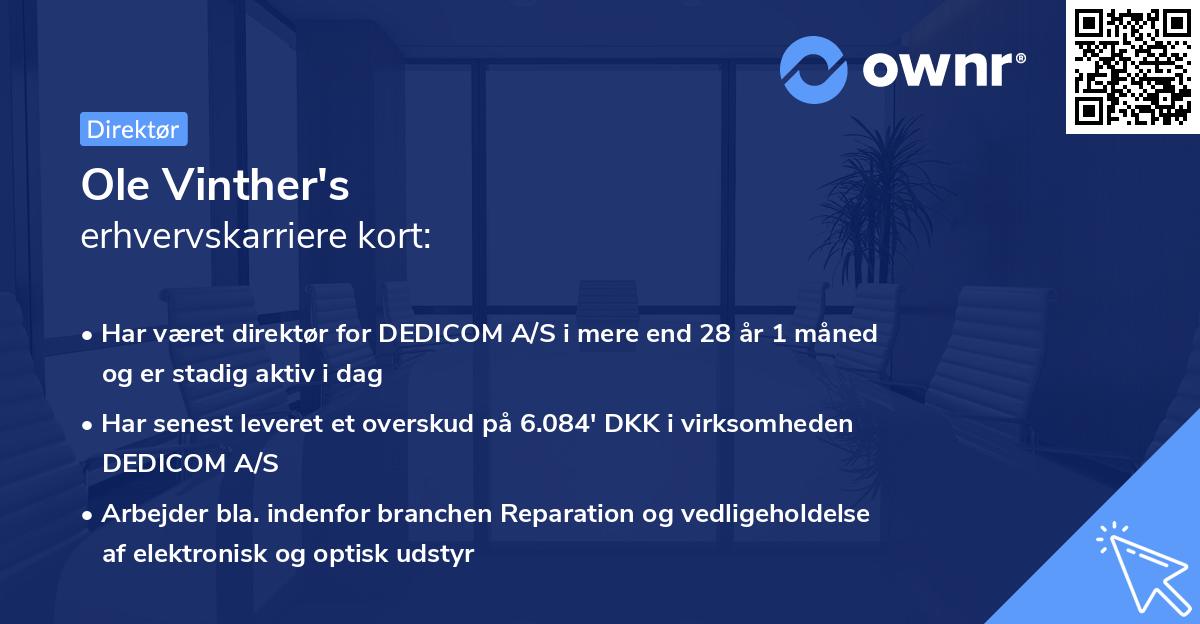 Ole Vinther's erhvervskarriere kort