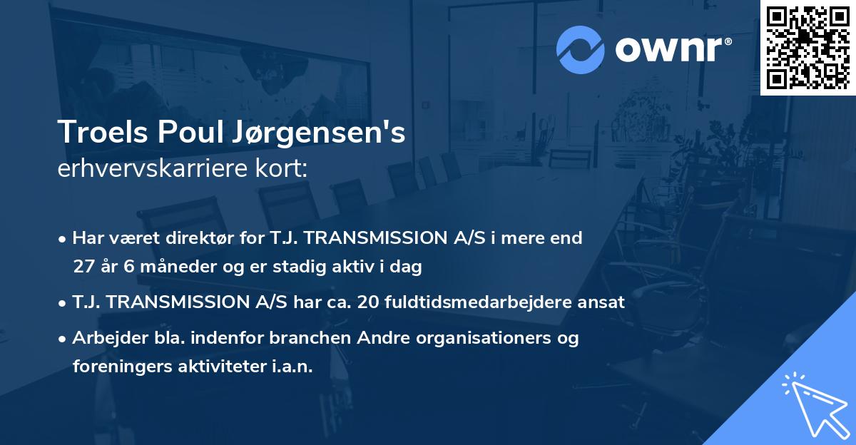 Troels Poul Jørgensen's erhvervskarriere kort