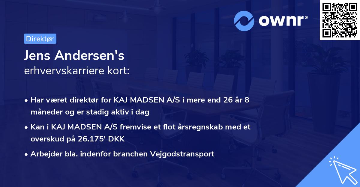 Jens Andersen's erhvervskarriere kort