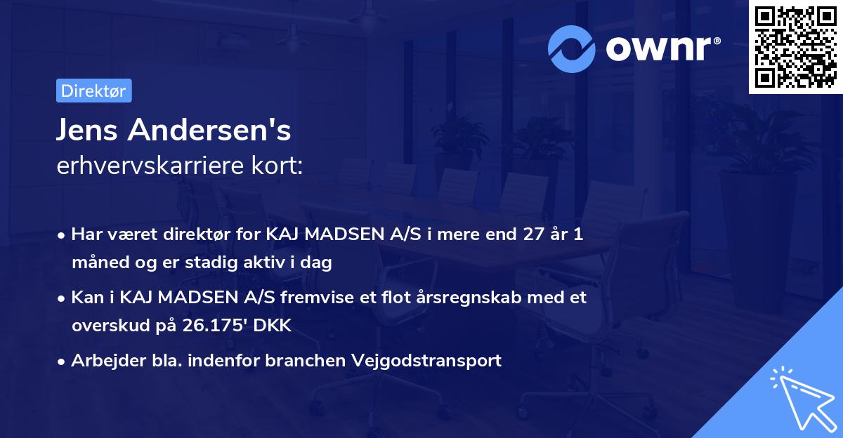 Jens Andersen's erhvervskarriere kort