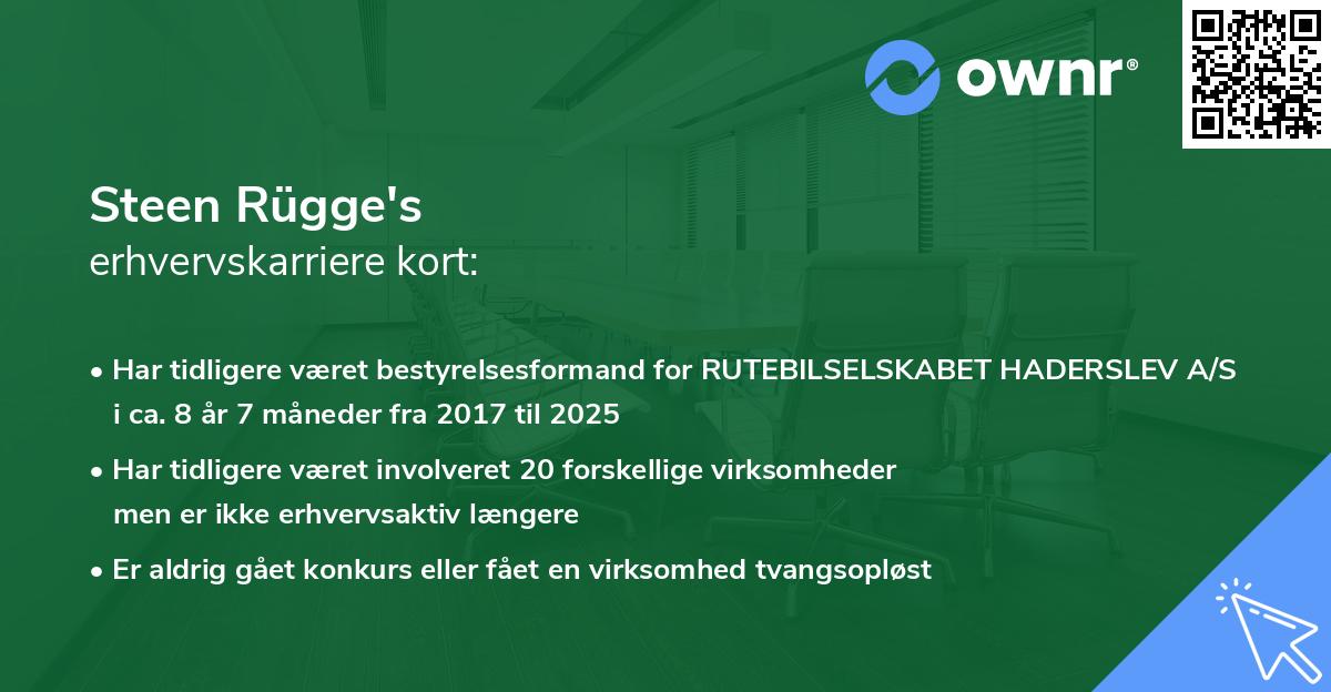Steen Rügge's erhvervskarriere kort