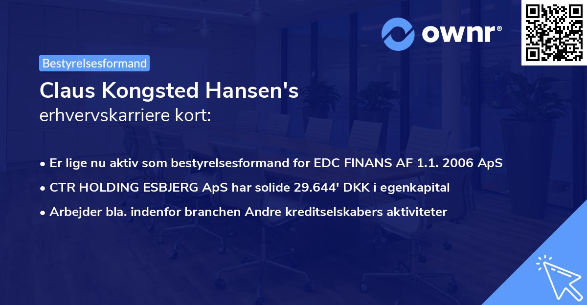 Claus Kongsted Hansen's erhvervskarriere kort