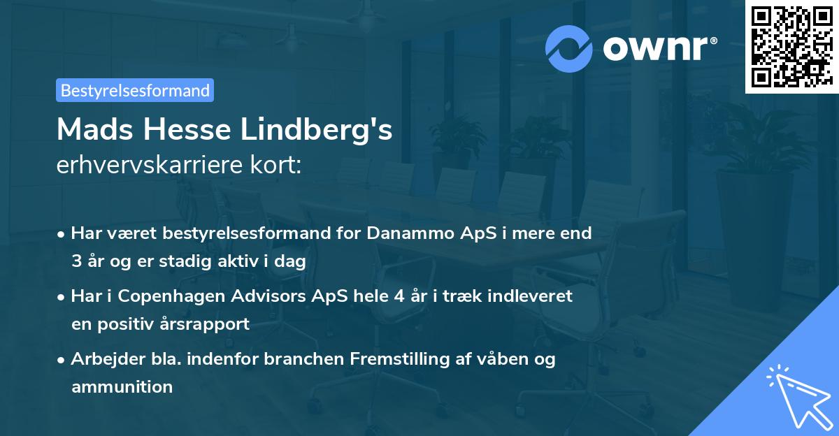 Mads Hesse Lindberg's erhvervskarriere kort