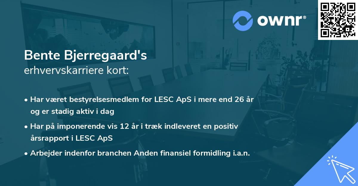 Bente Bjerregaard's erhvervskarriere kort