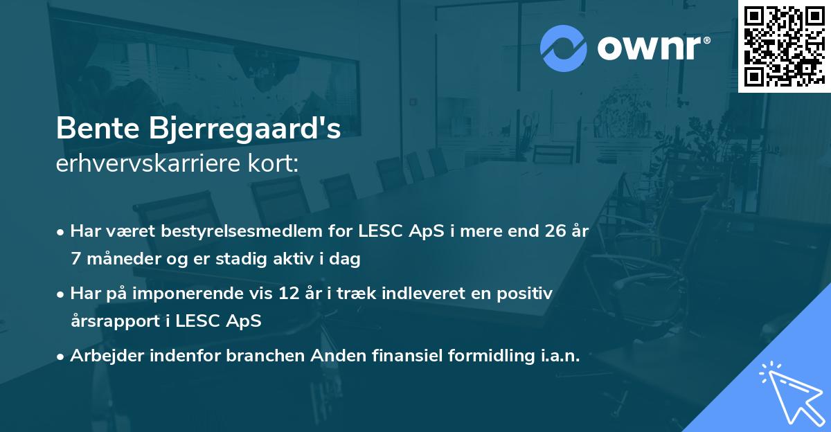 Bente Bjerregaard's erhvervskarriere kort