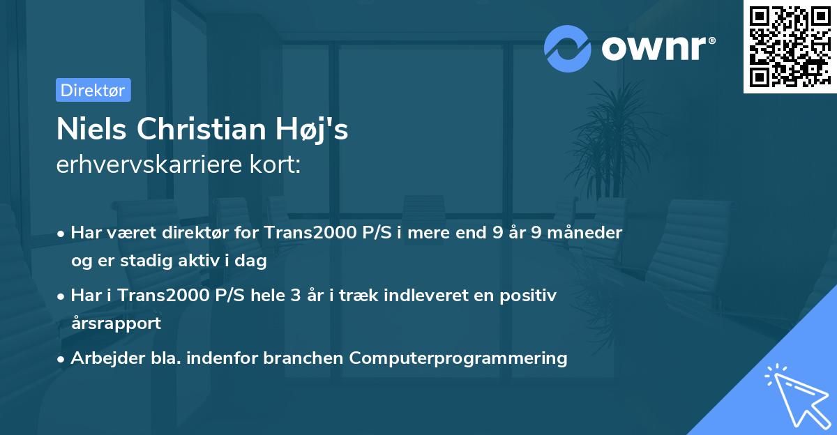 Niels Christian Høj's erhvervskarriere kort