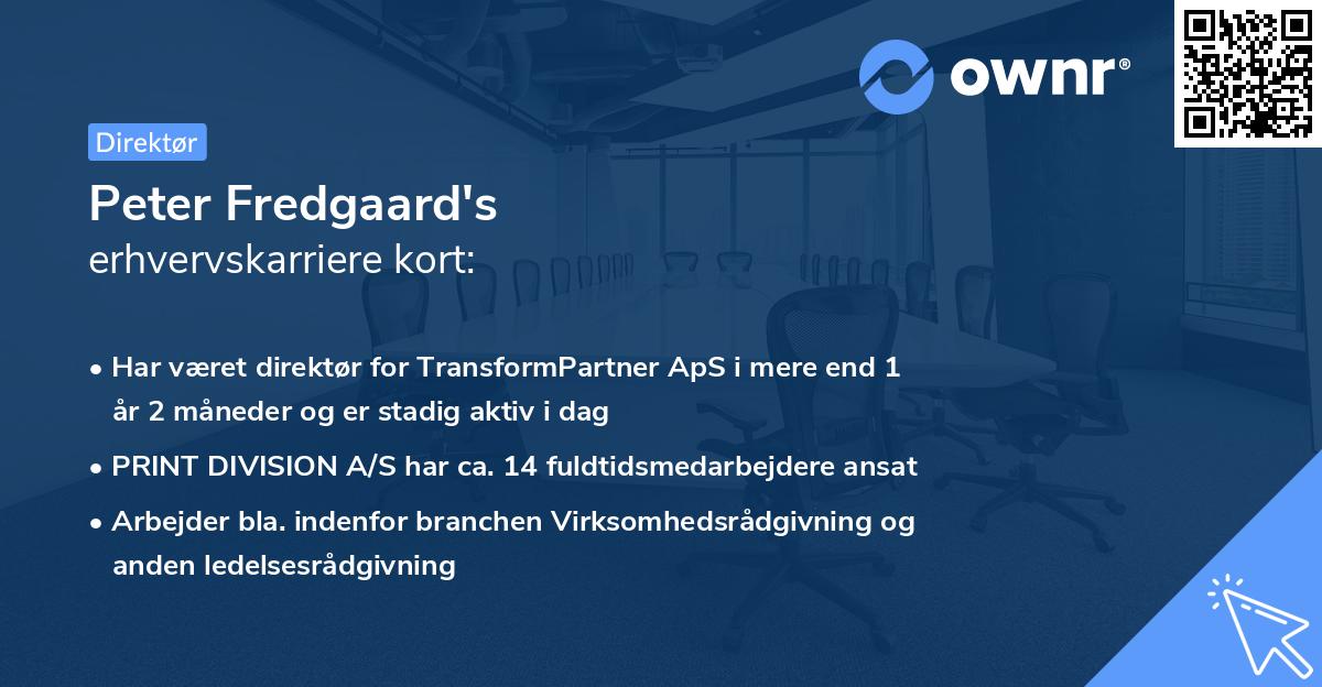 Peter Fredgaard's erhvervskarriere kort