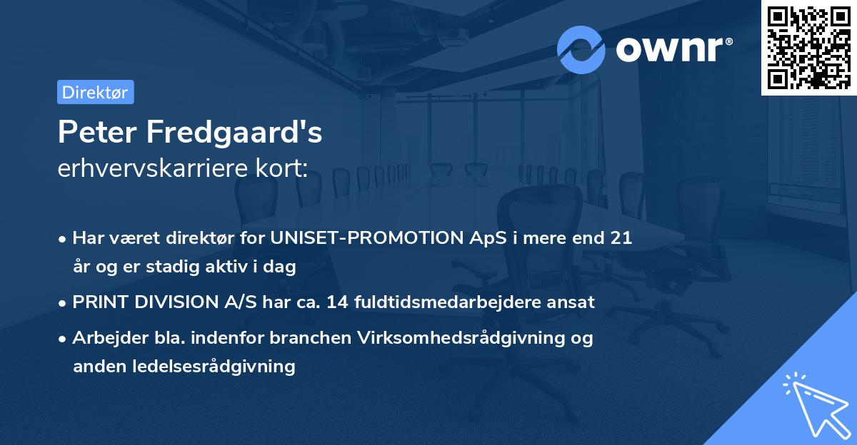 Peter Fredgaard's erhvervskarriere kort