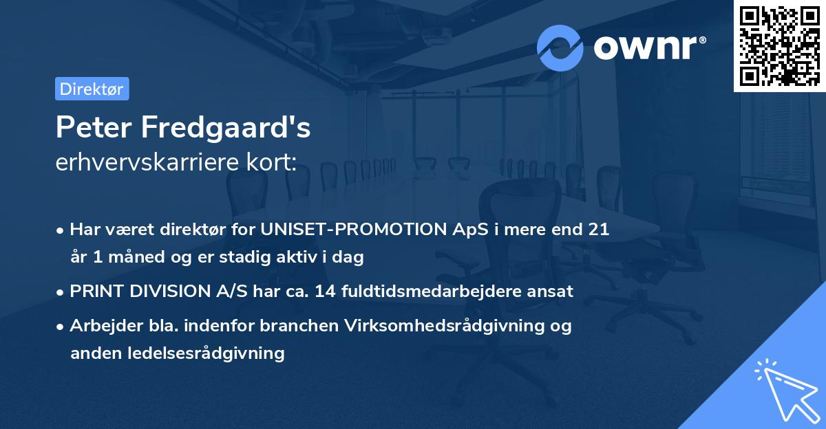 Peter Fredgaard's erhvervskarriere kort