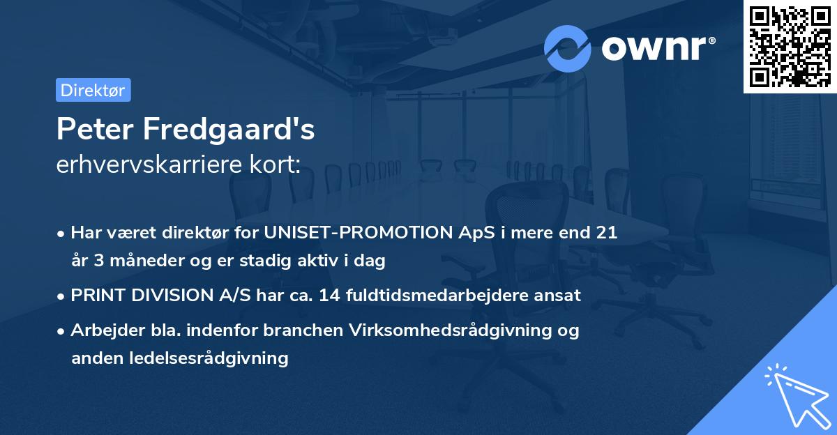 Peter Fredgaard's erhvervskarriere kort