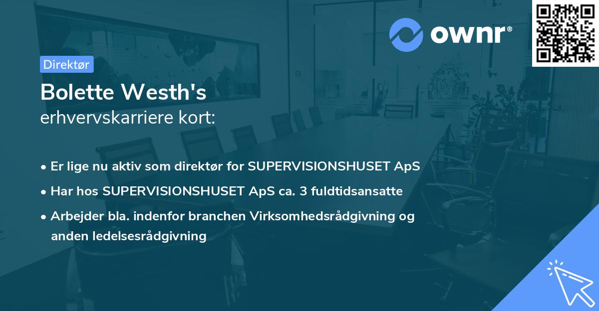 Bolette Westh's erhvervskarriere kort