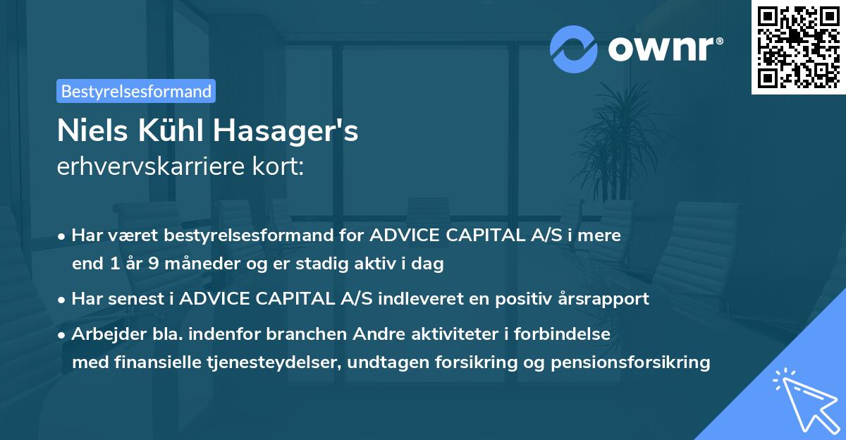 Niels Kühl Hasager's erhvervskarriere kort