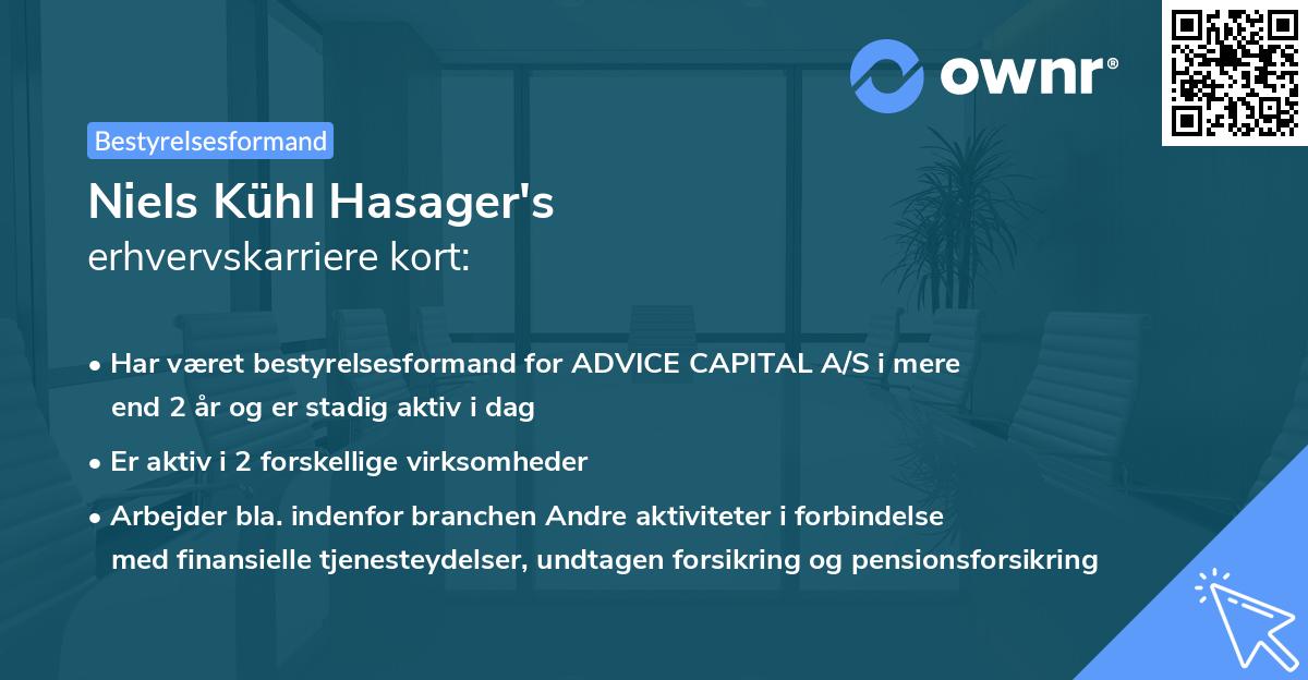 Niels Kühl Hasager's erhvervskarriere kort