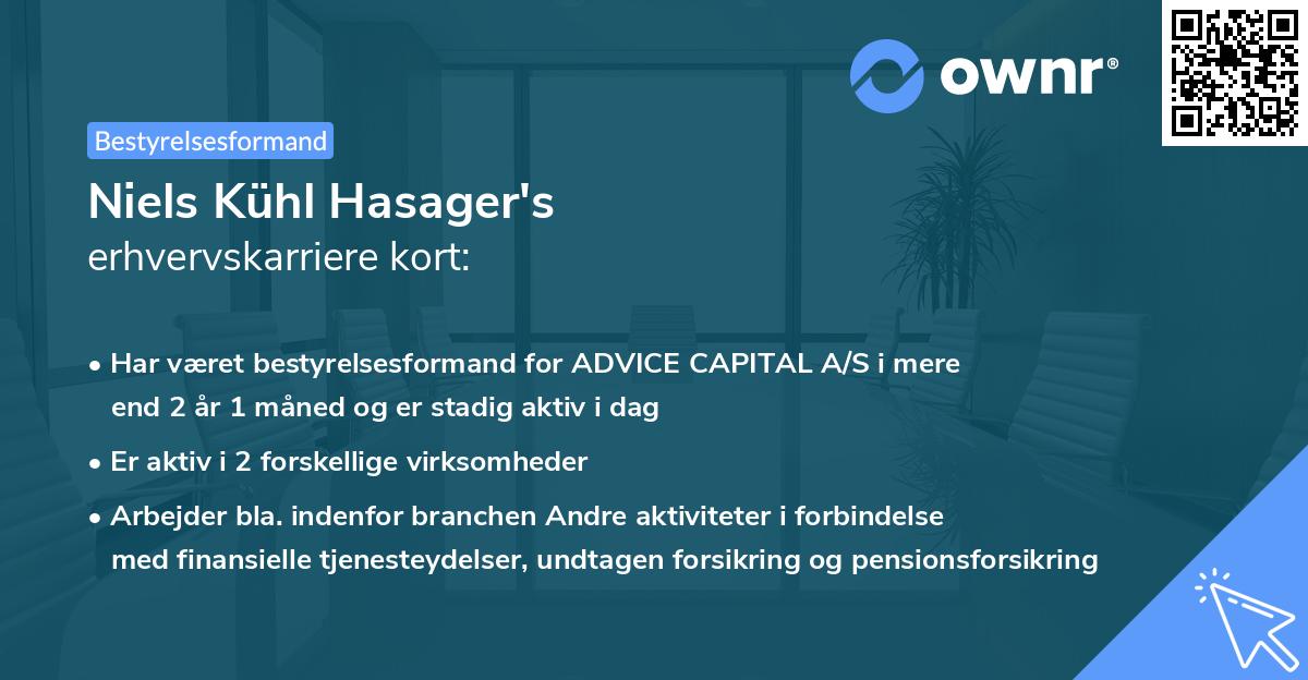 Niels Kühl Hasager's erhvervskarriere kort