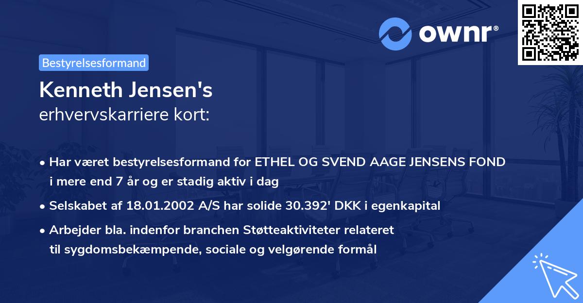 Kenneth Jensen's erhvervskarriere kort