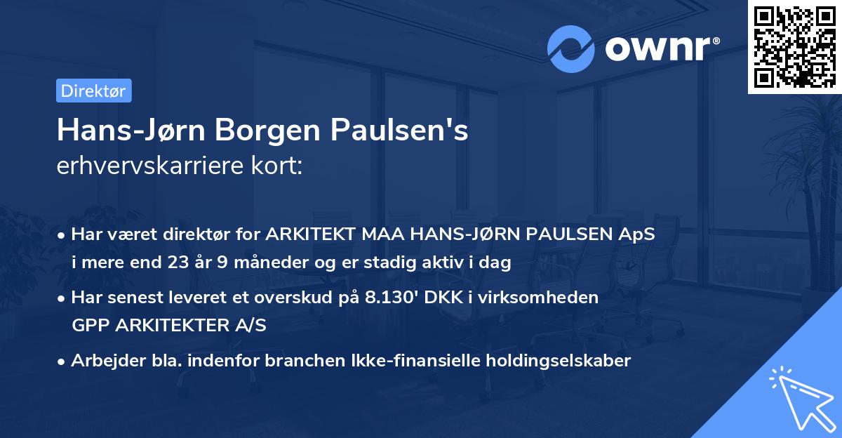 Hans-Jørn Borgen Paulsen's erhvervskarriere kort