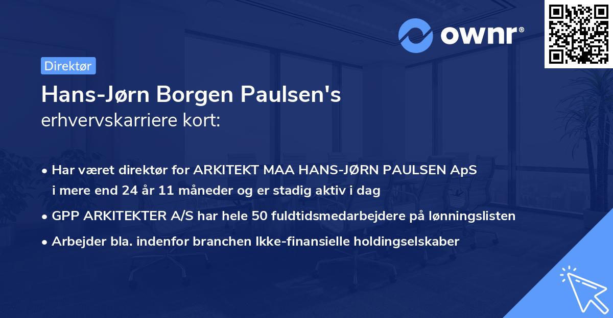Hans-Jørn Borgen Paulsen's erhvervskarriere kort