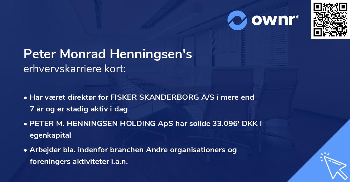 Peter Monrad Henningsen's erhvervskarriere kort