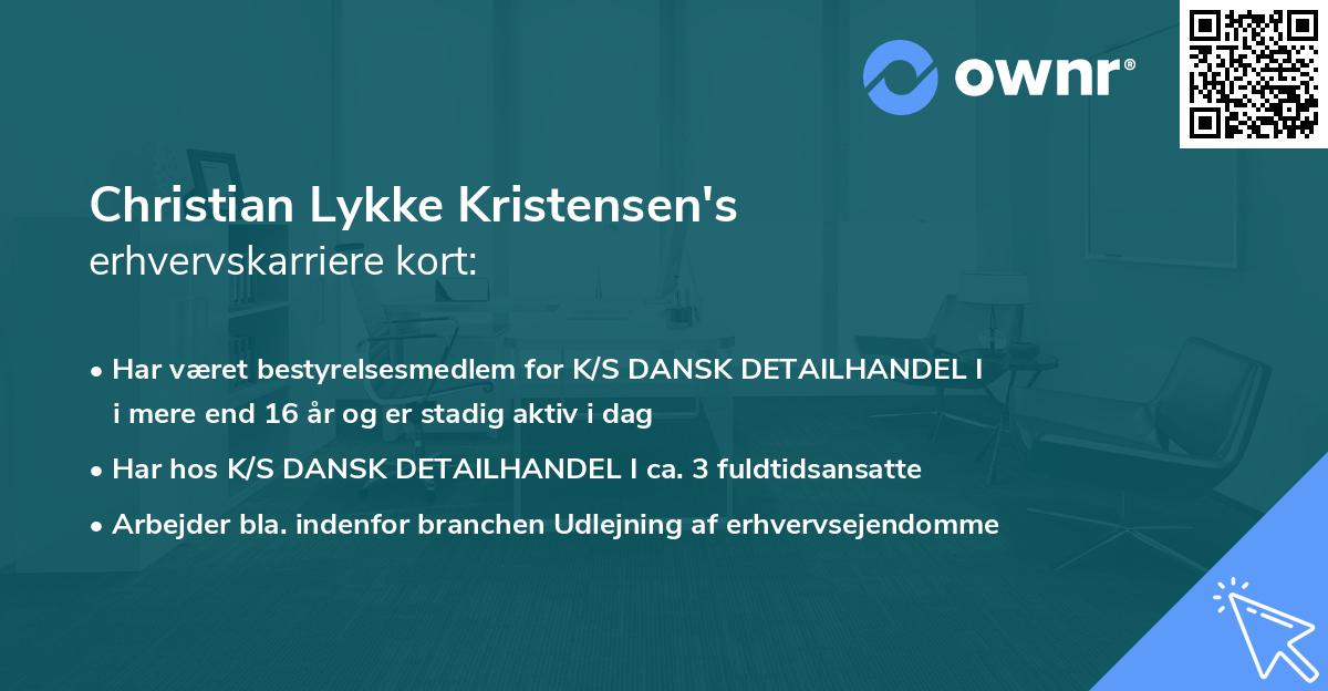 Christian Lykke Kristensen's erhvervskarriere kort