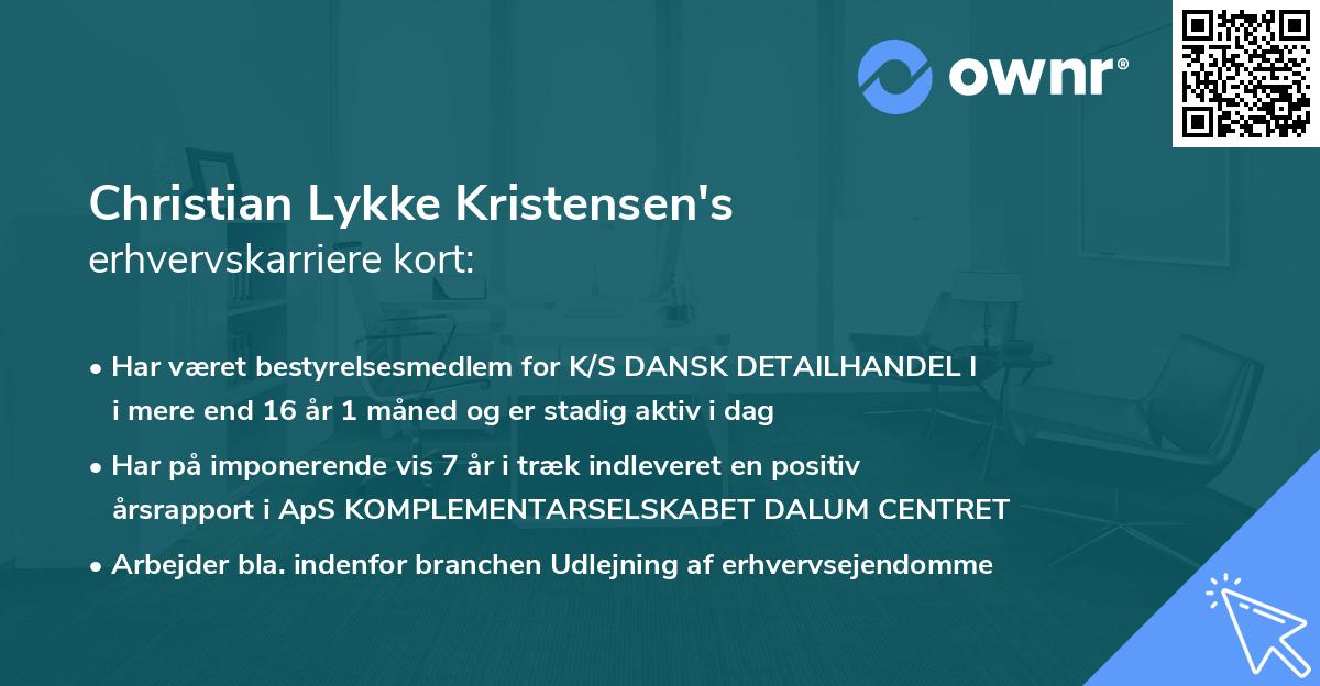 Christian Lykke Kristensen's erhvervskarriere kort