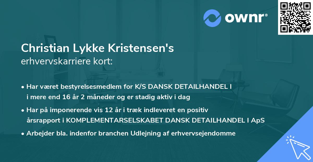 Christian Lykke Kristensen's erhvervskarriere kort
