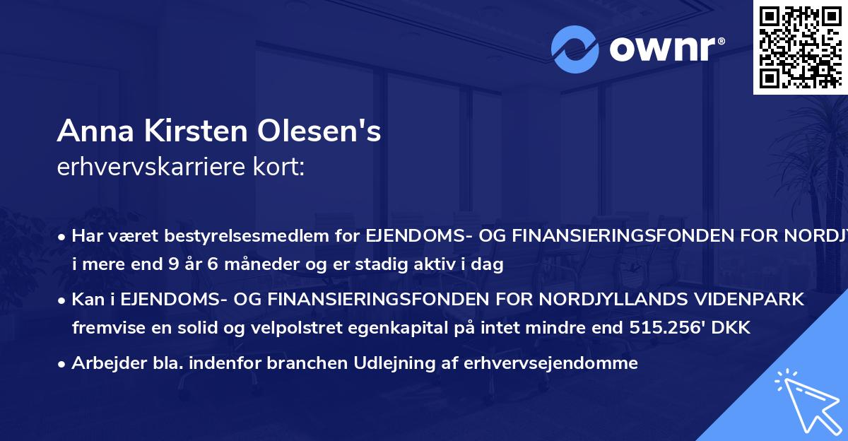 Anna Kirsten Olesen's erhvervskarriere kort
