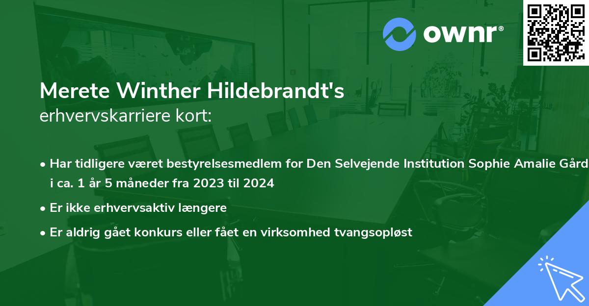 Merete Winther Hildebrandt's erhvervskarriere kort