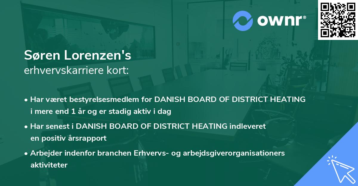 Søren Lorenzen's erhvervskarriere kort