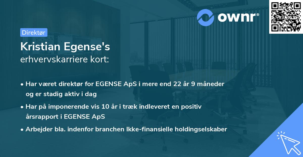 Kristian Egense's erhvervskarriere kort