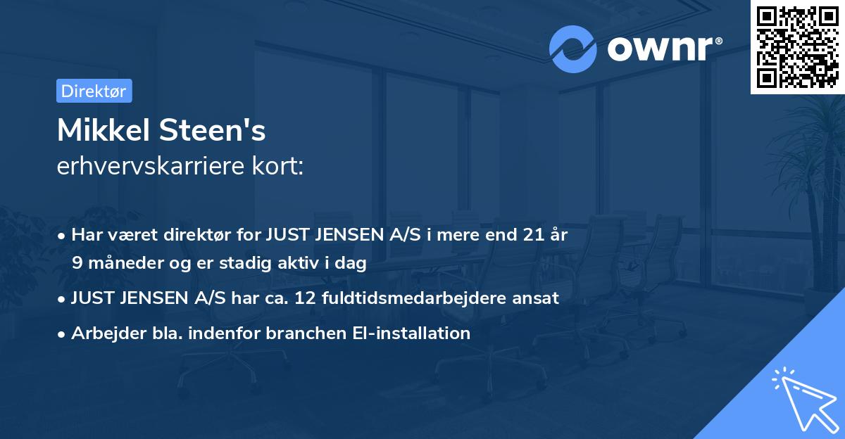 Mikkel Steen's erhvervskarriere kort
