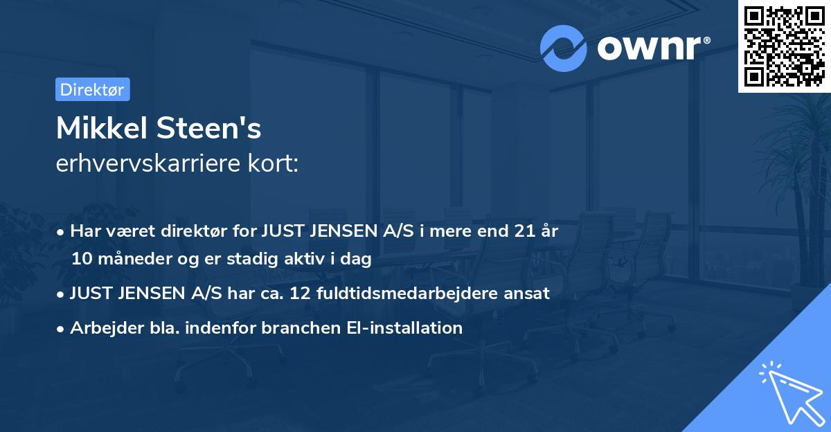 Mikkel Steen's erhvervskarriere kort