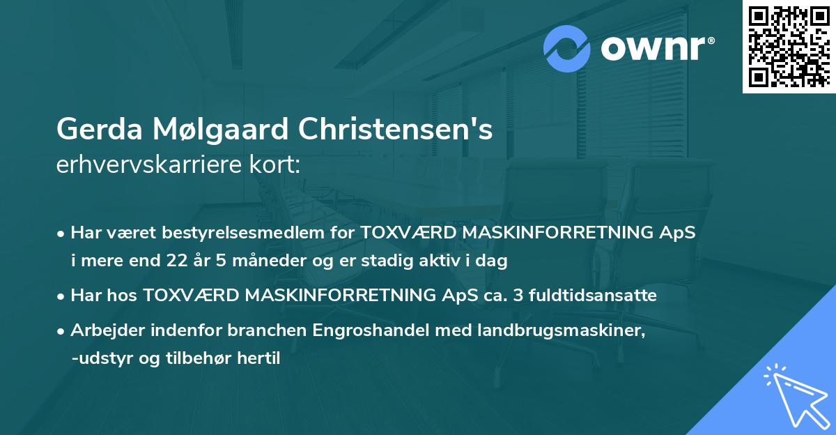 Gerda Mølgaard Christensen's erhvervskarriere kort