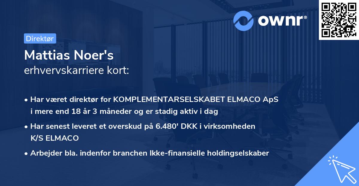 Mattias Noer's erhvervskarriere kort
