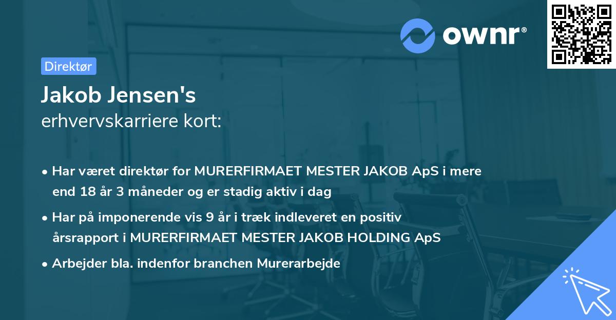 Jakob Jensen's erhvervskarriere kort