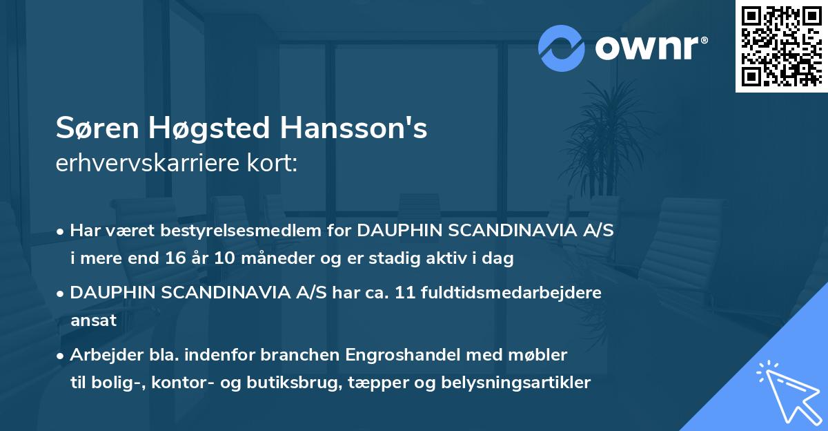 Søren Høgsted Hansson's erhvervskarriere kort