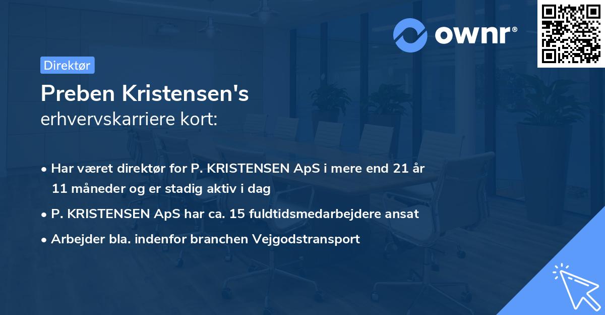 Preben Kristensen's erhvervskarriere kort