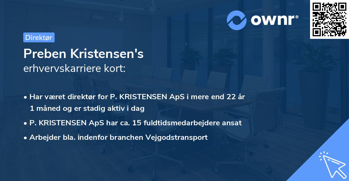 Preben Kristensen's erhvervskarriere kort