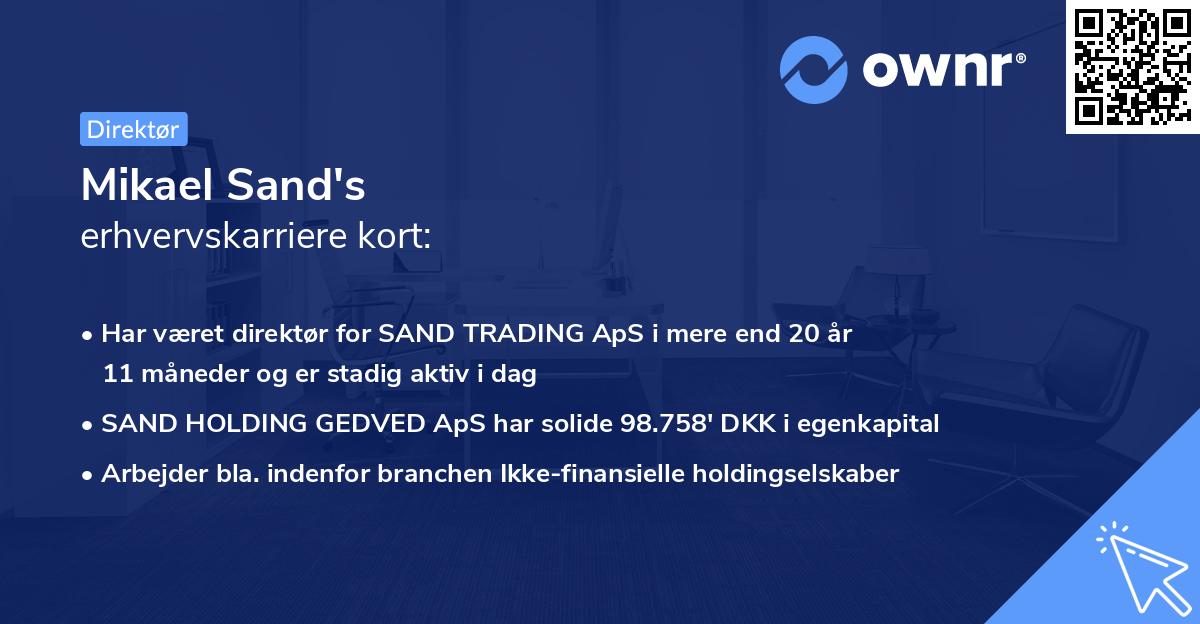 Mikael Sand's erhvervskarriere kort