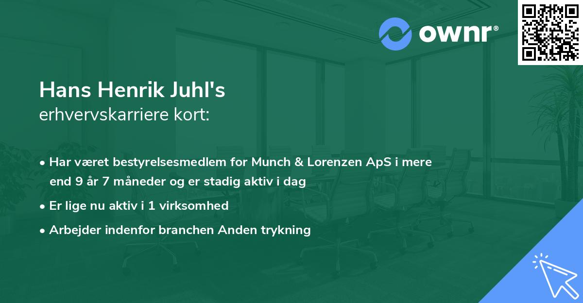 Hans Henrik Juhl's erhvervskarriere kort
