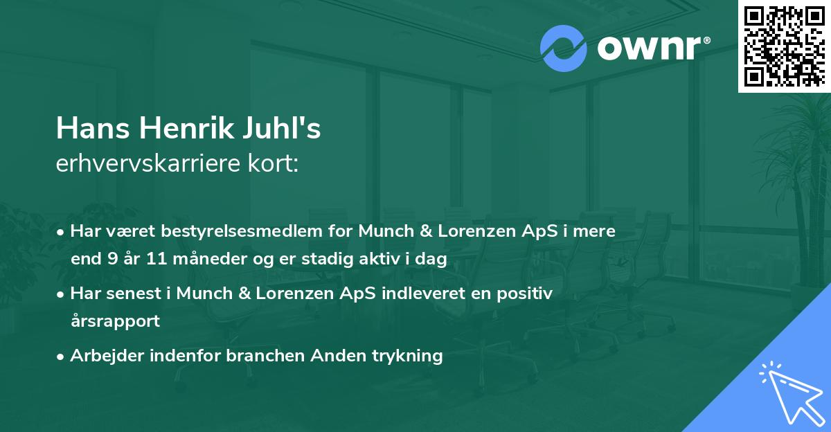 Hans Henrik Juhl's erhvervskarriere kort