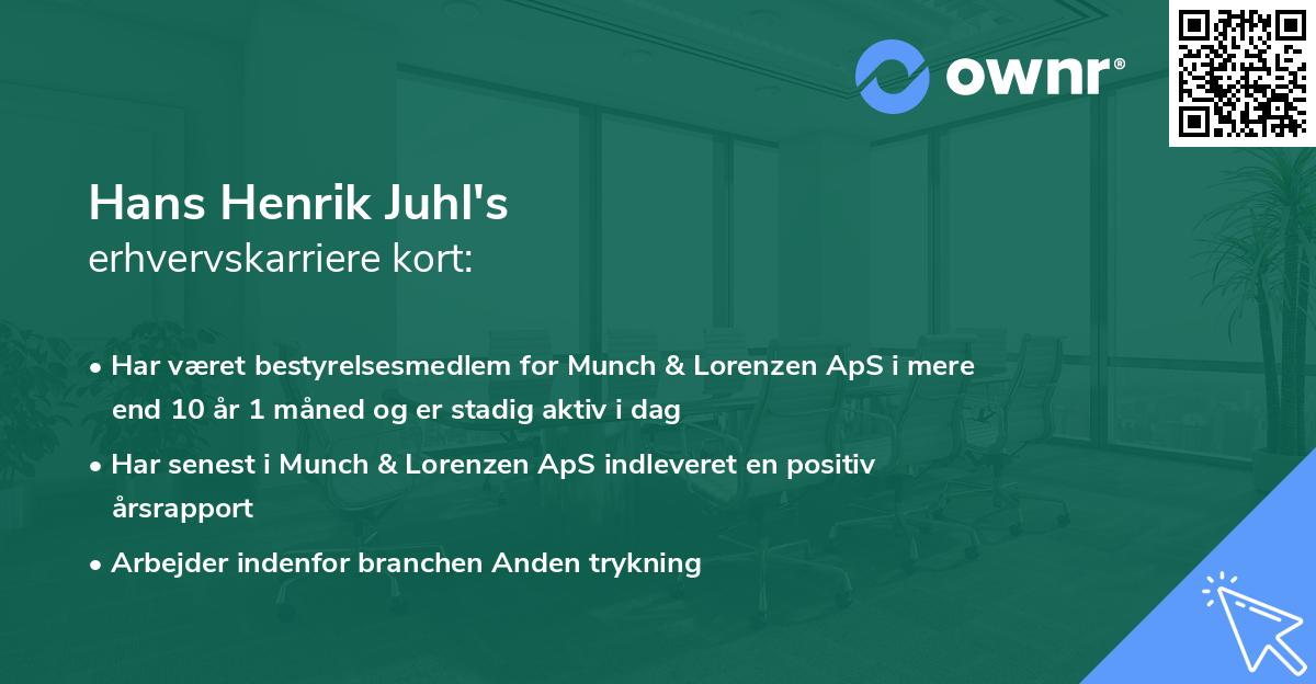 Hans Henrik Juhl's erhvervskarriere kort