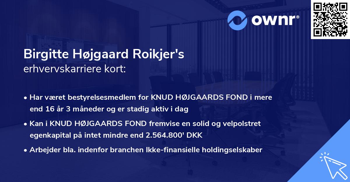 Birgitte Højgaard Roikjer's erhvervskarriere kort