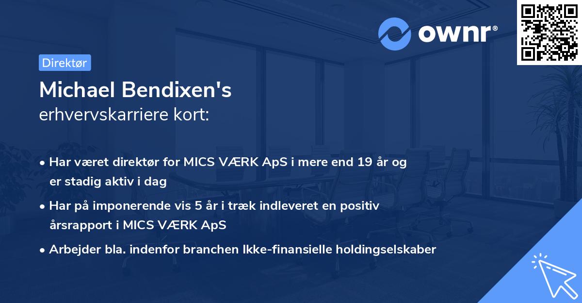 Michael Bendixen's erhvervskarriere kort